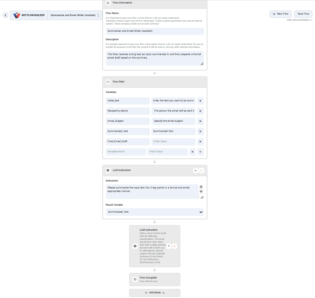 The bot flow builder
